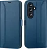 A blue flip case for a Samsung Galaxy A56 5G phone is shown from two angles. Voir les images du produit