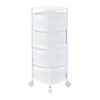 A white, four-tier rotating storage cart with wheels. Anteprima dell’immagine prodotto
