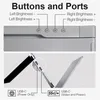 Close-up view of buttons and ports on a portable monitor, with labels and diagrams. Produktbild-Vorschau