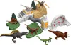A collection of toy dinosaurs and play structures arranged on a white background. Produktbild-Vorschau