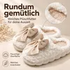 Plüsch Hausschuhe Damen mit Schleife – flauschige Produktbild-Vorschau 2