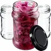 Three glass jars, one filled with purple pickled cabbage, and a black lid. Anteprima dell’immagine prodotto