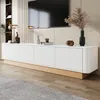MODFU Weiß TV-Lowboard mit großem Stauraum Geriffener Produktbild-Vorschau 1