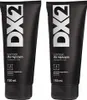 Two black bottles of DX2 shampoo for men, with white text and logos. Podgląd zdjęcia produktu