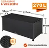 A black storage box with dimensions and capacity indicated. Produktbild-Vorschau