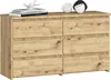 A wooden dresser with six drawers and decorative objects on top. Podgląd zdjęcia produktu