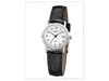 A product shot of a women's wristwatch with a black leather strap. Produktbild-Vorschau