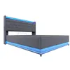 A studio shot of a bed frame with LED lighting. Voir les images du produit