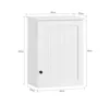 A white wooden cabinet with dimensions indicated by measurement lines and numbers. Voir les images du produit