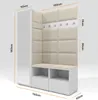 A 3D rendering of a corner hallway furniture set with storage and coat hooks. Náhled obrázku produktu