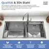 ANW HOME Küchenspüle 78x43 cm Doppelbecken Edelstahl 304 Produktbild-Vorschau 4