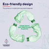 Marketing image for an eco-friendly product made with recycled materials, featuring crushed plastic bottles forming a recycling symbol. Produktbild-Vorschau
