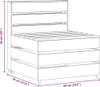 A line drawing of a grey wooden garden sofa with dimensions indicated by measurement lines and text. Anteprima dell’immagine prodotto