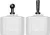 Two white racing simulator shifters with different attachments on top, shown against a white background. Produktbild-Vorschau