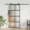 vidaXL Drzwi przesuwne z okuciem czarne 90x205 cm szkło Podgląd zdjęcia produktu 2