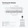 Technical details and dimensions of a sink, along with included accessories. Produktbild-Vorschau