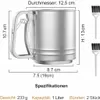 Edelstahl Mehlsieb 1 Liter mit Handkurbelgriff – 3-lagiges Produktbild-Vorschau 5