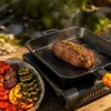 Gusseisen Grillpfanne 28x28 cm mit abnehmbarem Holzgriff – Produktbild-Vorschau 4