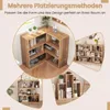 COSTWAY Dřevěná knihovna, stojací regál se 3 policemi, Náhled obrázku produktu 5