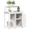 Pflanztisch mit Ablagen Weiß 82,5x50x109,5 cm Massivholz Produktbild-Vorschau 4