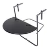 A black balcony table with two cup holders, designed to attach to a railing. Anteprima dell’immagine prodotto