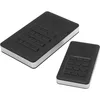 Two black external hard drives with silver trim and a keypad on top are shown against a white background. Produktbild-Vorschau