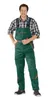 A man wearing green overalls and a plaid shirt stands against a white background. Produktbild-Vorschau