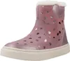 A single pink boot with silver heart patterns and white fur trim. Produktbild-Vorschau