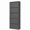Alveon Schuhkipper Metall 5 Klappen schmal 51 x 15 x 170 cm Produktbild-Vorschau 1