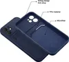 A close-up, angled view of a dark blue iPhone 13 Mini case, showing its interior features and exterior. Anteprima dell’immagine prodotto