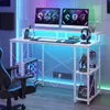 COSTWAY počítačový stôl s LED osvetlením, zásuvkami, Náhľad obrázku produktu 2
