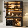 Merax Buffetschrank, Vitrinenschrank mit LED-Beleuchtung, Produktbild-Vorschau 1