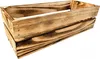 A wooden crate with a burnt wood finish, shown from a slightly elevated angle against a white background. Produktbild-Vorschau