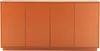 A front view of a modern, rectangular, orange sideboard with four doors, set against a plain white background. Anteprima dell’immagine prodotto