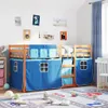 vidaXL Lit superposé avec rideaux bleu 90x190 cm pin massif Voir les images du produit 7
