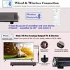 Diagrams illustrating wired and wireless connection methods for a soundbar. Produktbild-Vorschau