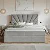 MOTIVENA Aspen Boxspringbett 160x200 Grau Samt (Jasmine Produktbild-Vorschau 2