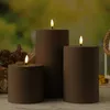 LED Stumpenkerze MIA - Kunststoff - realistische 3D Flamme - H: 20cm - D: 10cm - für Außen - mokka Produktbild-Vorschau