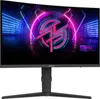A gaming monitor displaying a vibrant, futuristic graphic with neon lights and a stylized logo. Produktbild-Vorschau