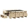 13-tlg. Garten-Essgruppe mit Kissen Beige Poly Rattan Produktbild-Vorschau 1
