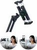 A collage showing a tablet holder with a flexible arm and two inset images of a woman using the holder with a tablet. Podgląd zdjęcia produktu