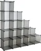 A stepped shelving unit made of translucent gray cubicles. Produktbild-Vorschau