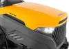 Close-up of the front of a yellow and gray riding lawn mower. Produktbild-Vorschau