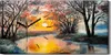 Leinwand Uhr Küche Wohnzimmer Bild 60x30 Wand Bild Wald Produktbild-Vorschau 1