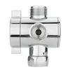 A chrome-plated T-adapter for a shower or faucet. Produktbild-Vorschau