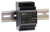 A black power supply unit is mounted on a silver DIN rail. Produktbild-Vorschau