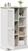 A white bathroom cabinet with its door open, displaying shelves with towels and toiletries. Anteprima dell’immagine prodotto