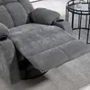A close-up view of a gray recliner chair with the footrest extended, showing a cup holder. Podgląd zdjęcia produktu