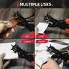 A collage of four images showing a hole punch tool being used on different materials like a belt, card, leather, and canvas. Produktbild-Vorschau