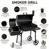 Smoker Grill Holzkohlegrill BBQ Grillwagen Räuchergrill Produktbild-Vorschau 10
